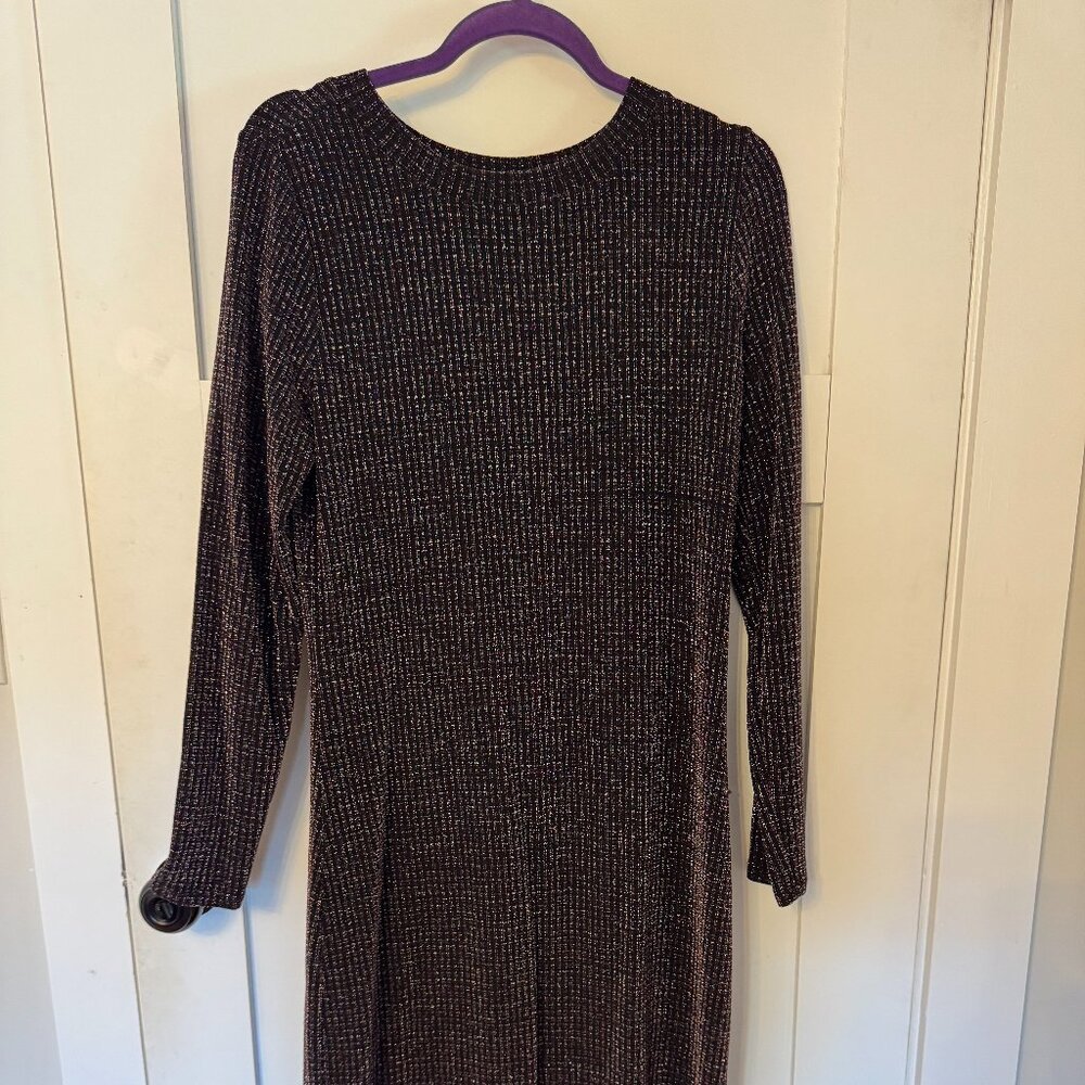 Black shimmer sheath dress